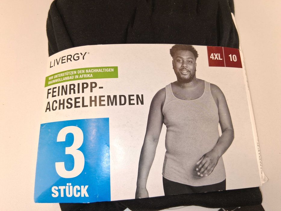 A269 Zestaw 3-Pak Livergy Podkoszulki Męskie Bawełniane Prążkowane 4XL