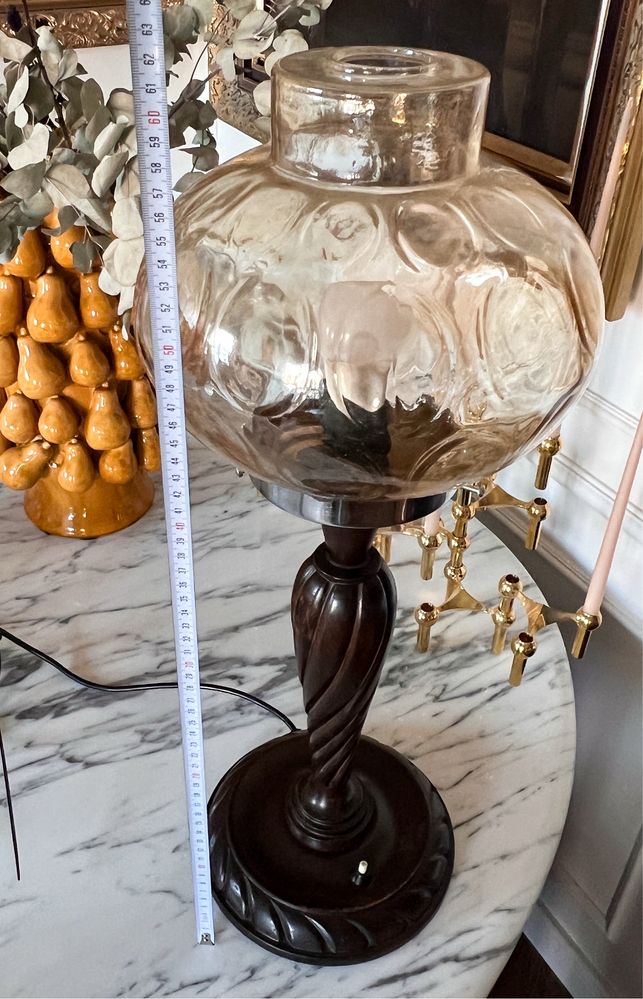 Bardzo duża drewniana lampa art Deco oryginalna 1930