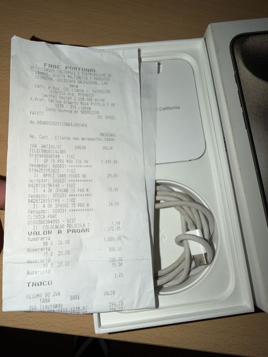 Iphone 15 pro max 256gb com caixa e fatura