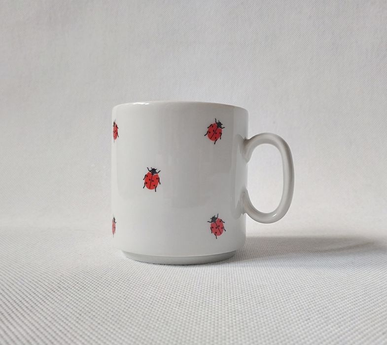 Porcelanowy kubek Kafer Biedronki Retro Vintage