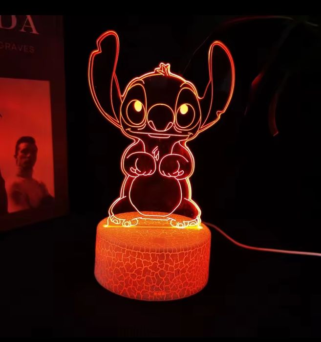 Світильник-нічник 3D Лампа Стіч з пультом 16 кольрів