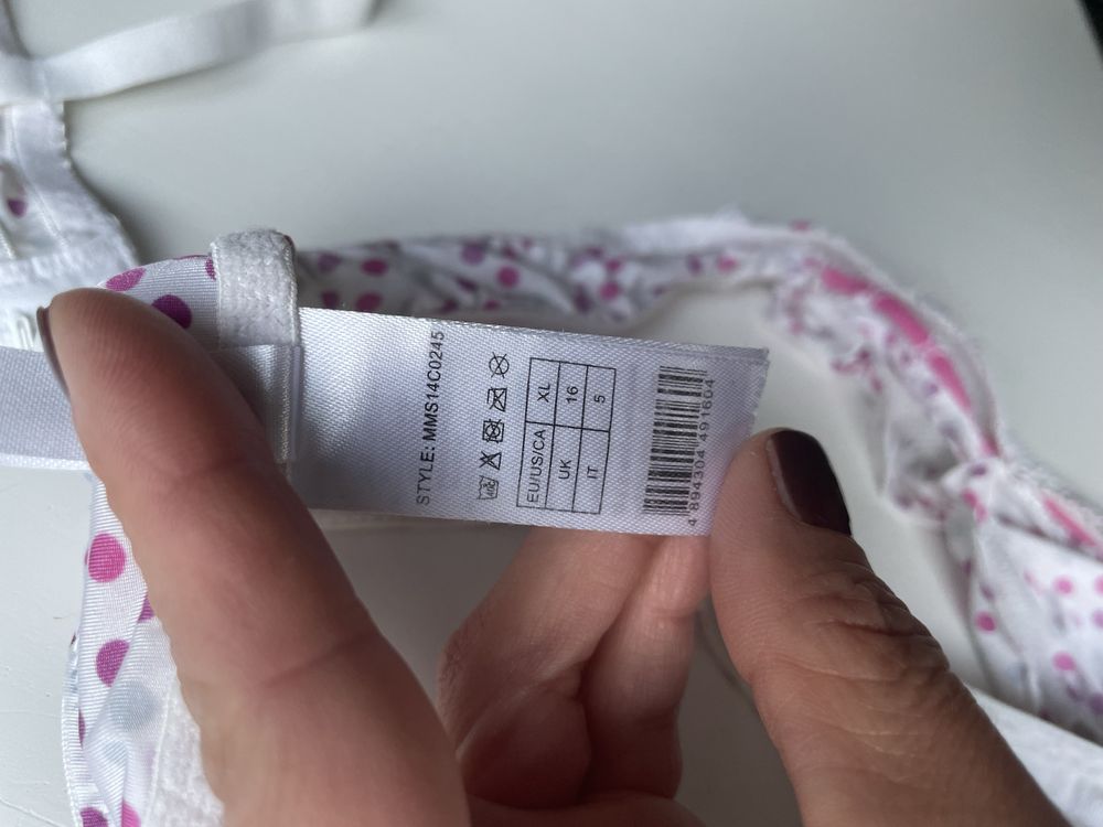Nowy komplet bielizny w kropki różowy kokardki stringi stanik