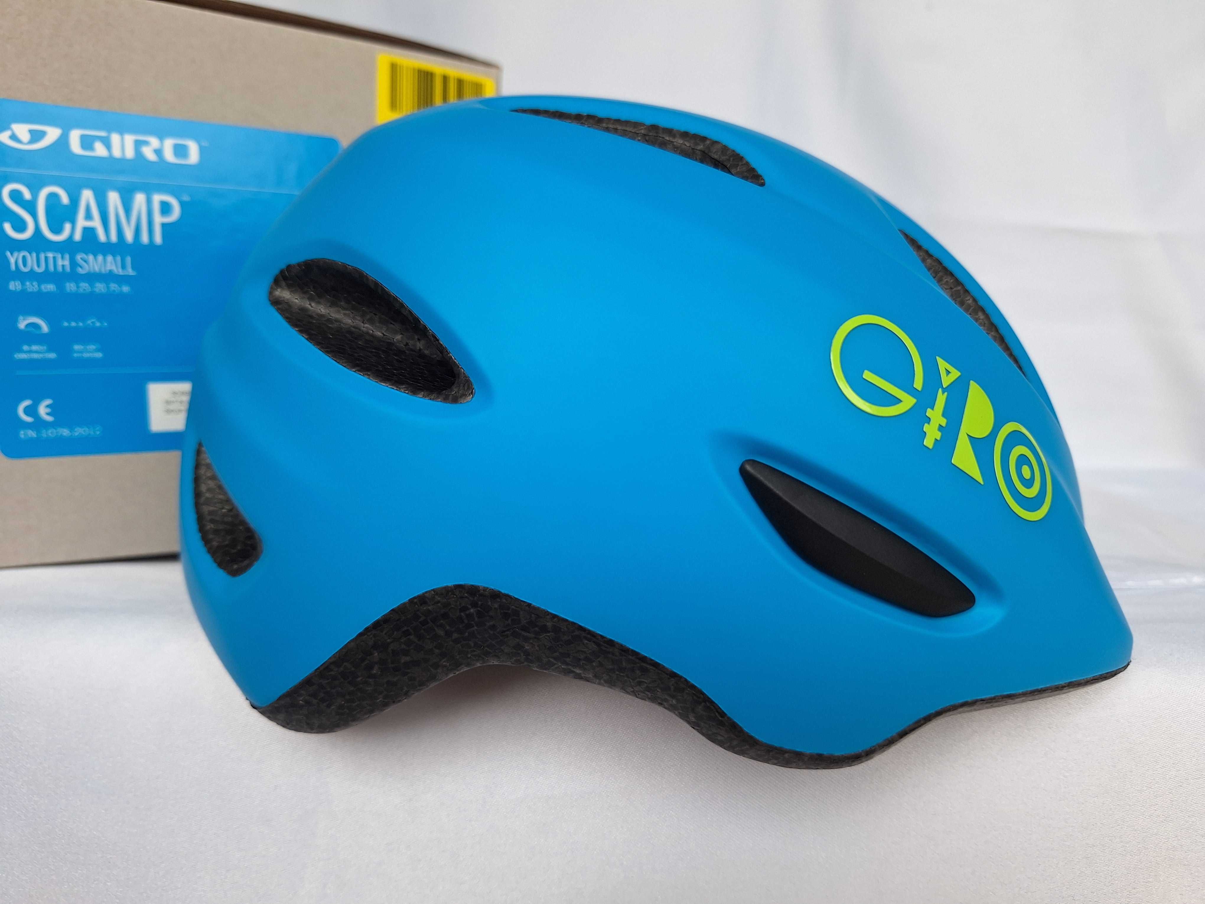 Kask rowerowy dziecięcy Giro Scamp Mat Blue Lime S 49-53cm