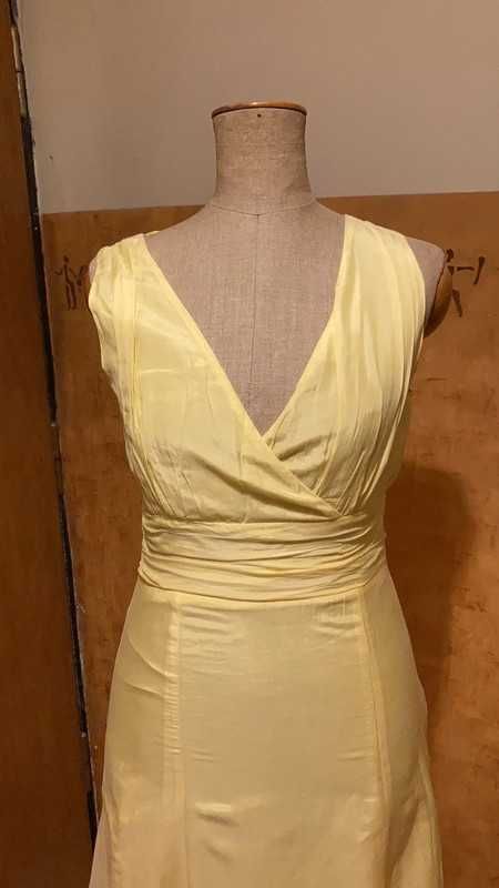 Żółta sukienka z jedwabiem Vintage.