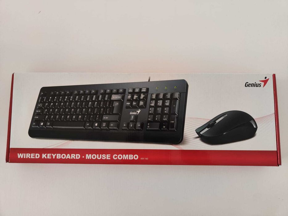 Conjunto de rato e teclado com fios (modelo KM-160 da Genius)