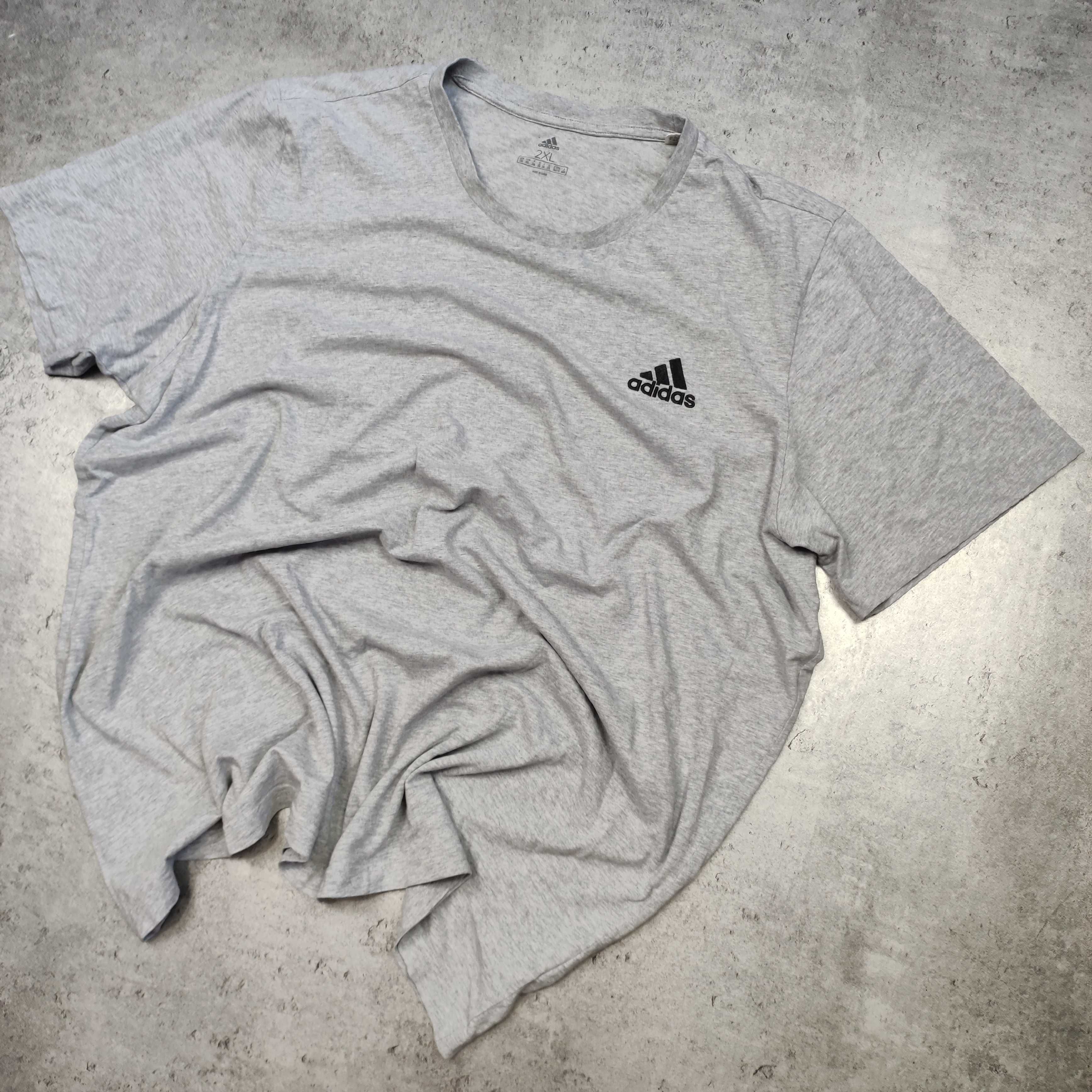 MĘSKA Koszulka Adidas Klasyczna Szara Bawełna Climacool Sportowa Logo