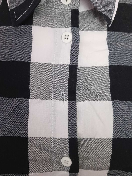 Czarno biała bluzka koszula kratka paski oversize gyaru emo punk skate