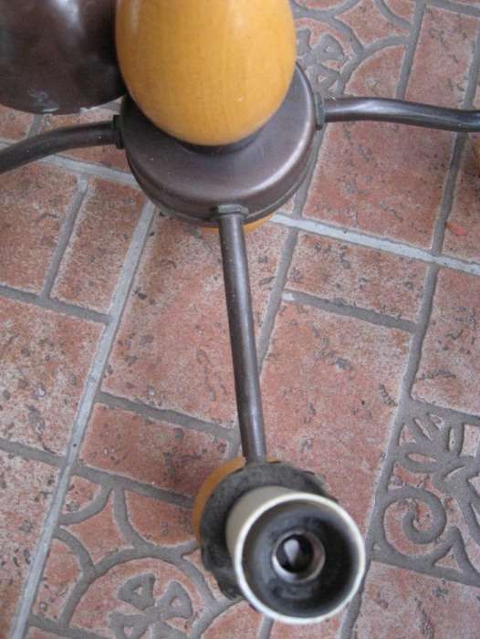 Żyrandol, lampa 4 ramienna metal, drewno