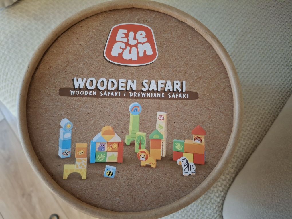 Drewniane klocki, wooden safari, nowe, 60 el.