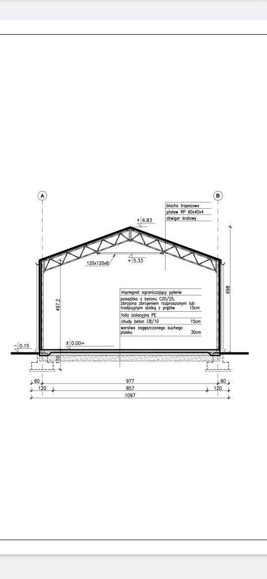 Konstrukcja hali stalowej 10x20