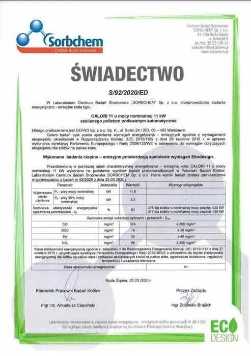 Kocioł piec Defro Calori 11kw piec na pellet