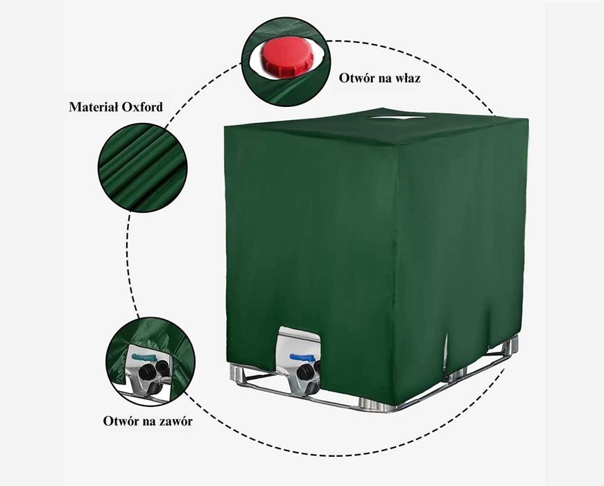 Ochronny pokrowiec na zbiornik na wodę Mauzer 1000l IBC Zielony