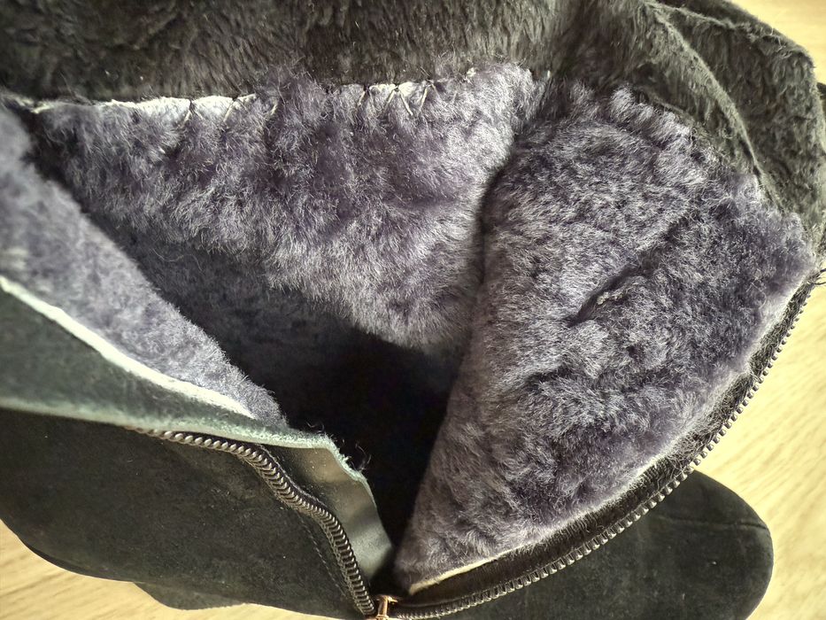 Зимові чоботи ботфорди на танкетці. Цигейка, натуральний замш