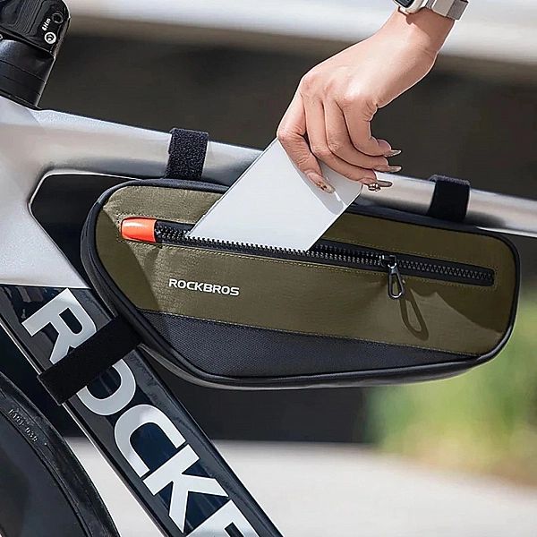 Torba Rockbros rowerowa na ramę 1,7 l - zielono-czarna
