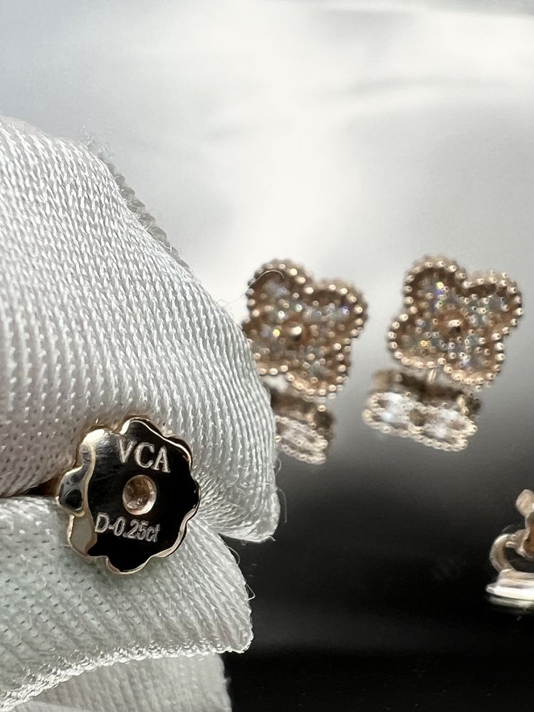Золоті сережки у стилі Van Cleef , Ван Клиф з діамантами