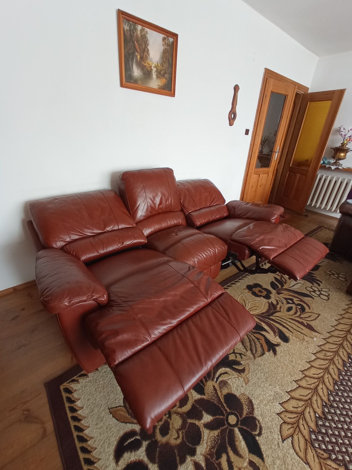 Kanapa, Sofa skórzana 3 osobowa z funkcją relaksu