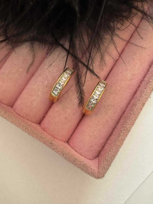 Kolczyki koła cyrkonia platerowane złotem 18k ze stali k946