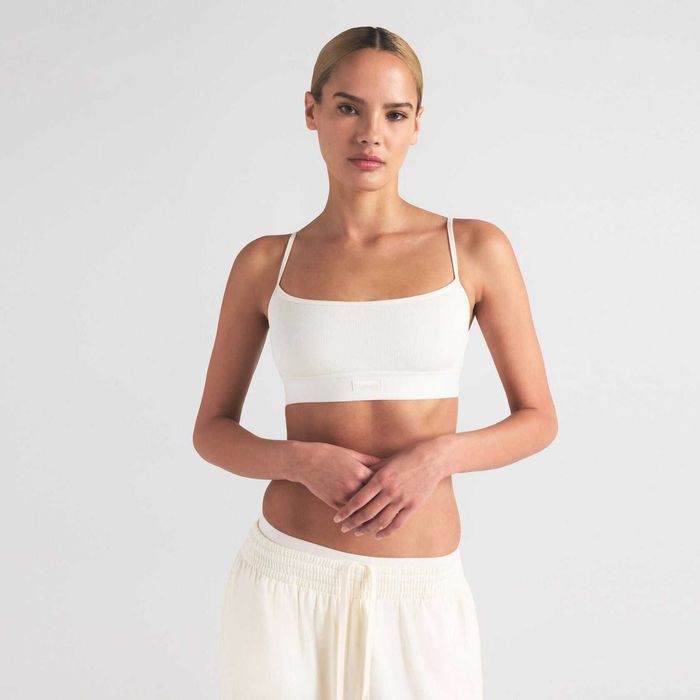Топ Skims Cotton Rib Scoop Bralette Marble