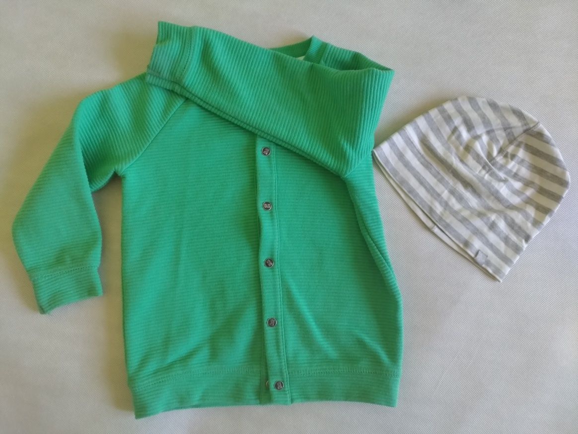 Sweter dla chłopca kardigan prążki r.92 + czapka gratis