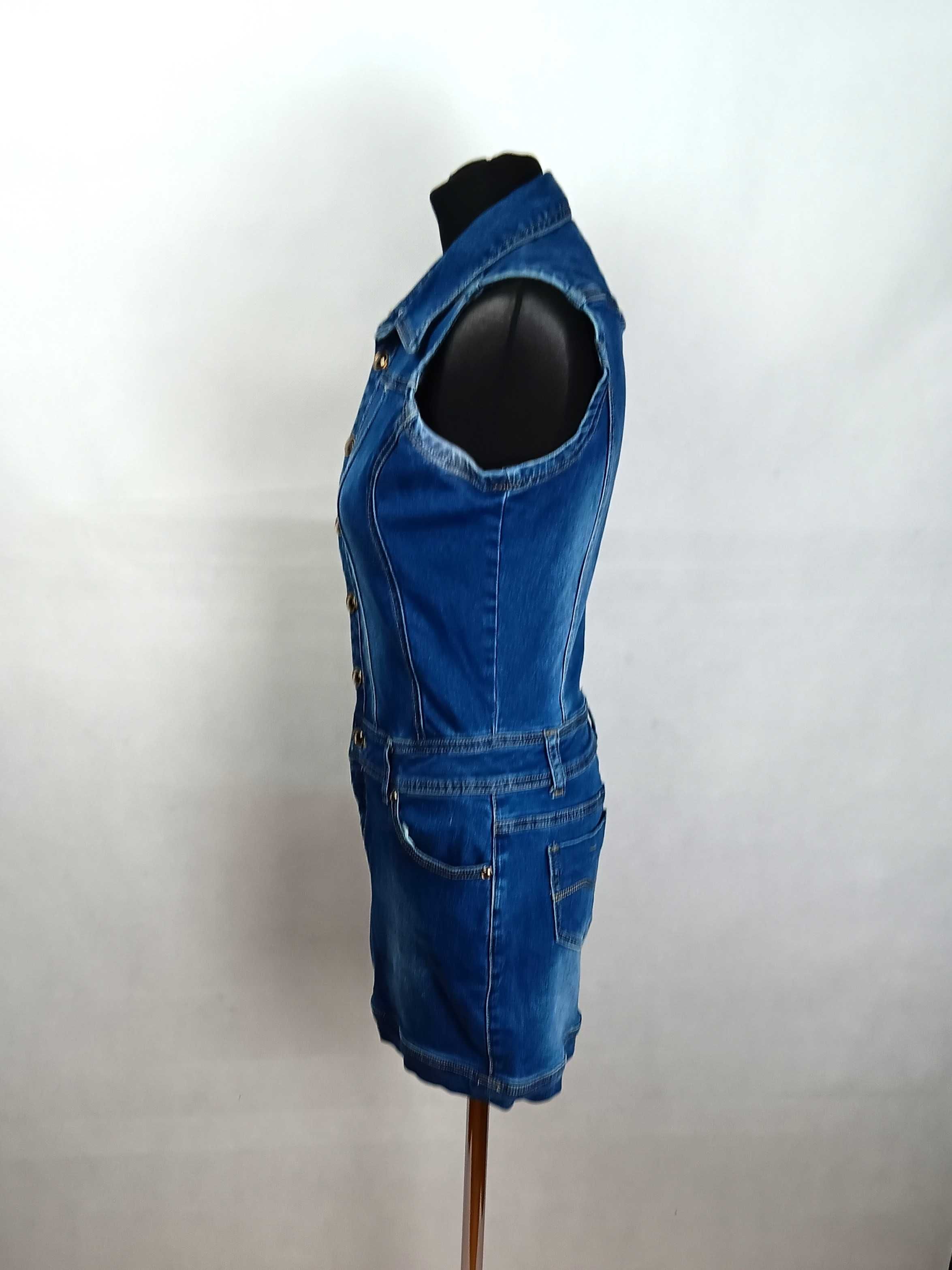 Niebieska krótka jeansowa sukienka bez rękawów Dzire Jeans r S/36