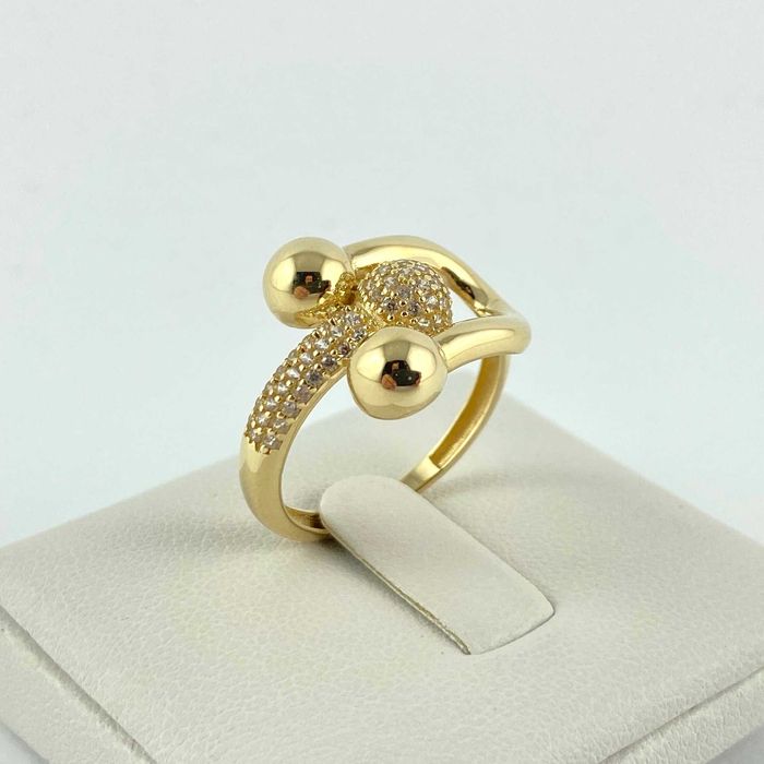 Zjawiskowy ZŁOTY pierścionek z cyrkoniami PRÓBA 585 (14K) rozmiar 20