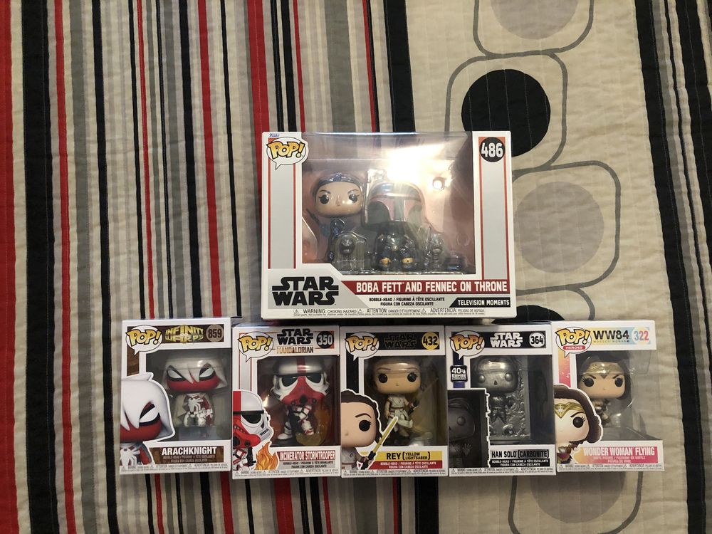 Funko pop figures, Star Wars, Marvel, DC