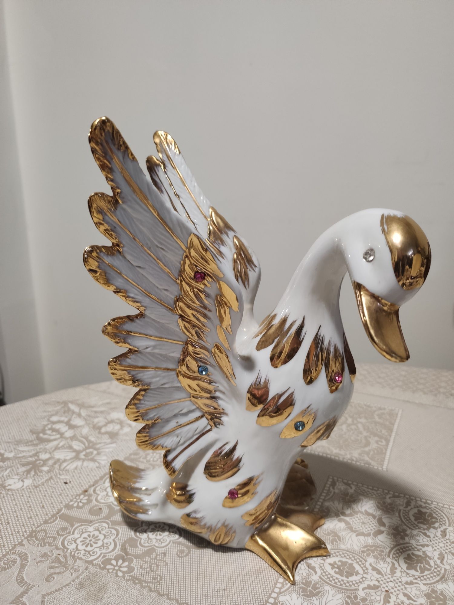 Pato em porcelana Swarowsky crystal da Limoges