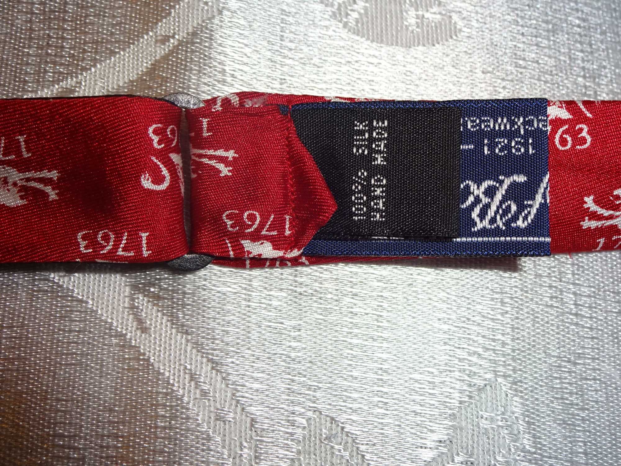 LUX Rivetz of Boston 100% SILK jedwabna czerwona wiązana mucha muszka