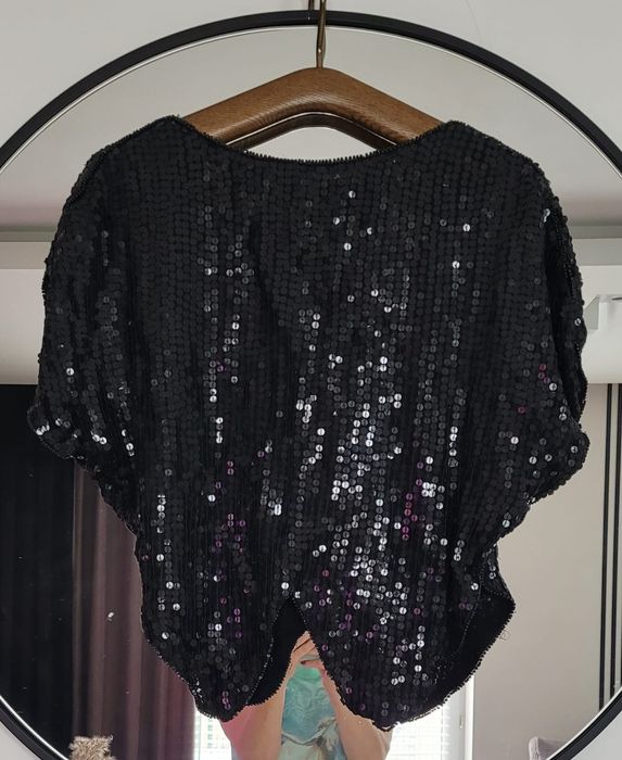 Bluzka top cekiny Sylwester bogato zdobiona S/M