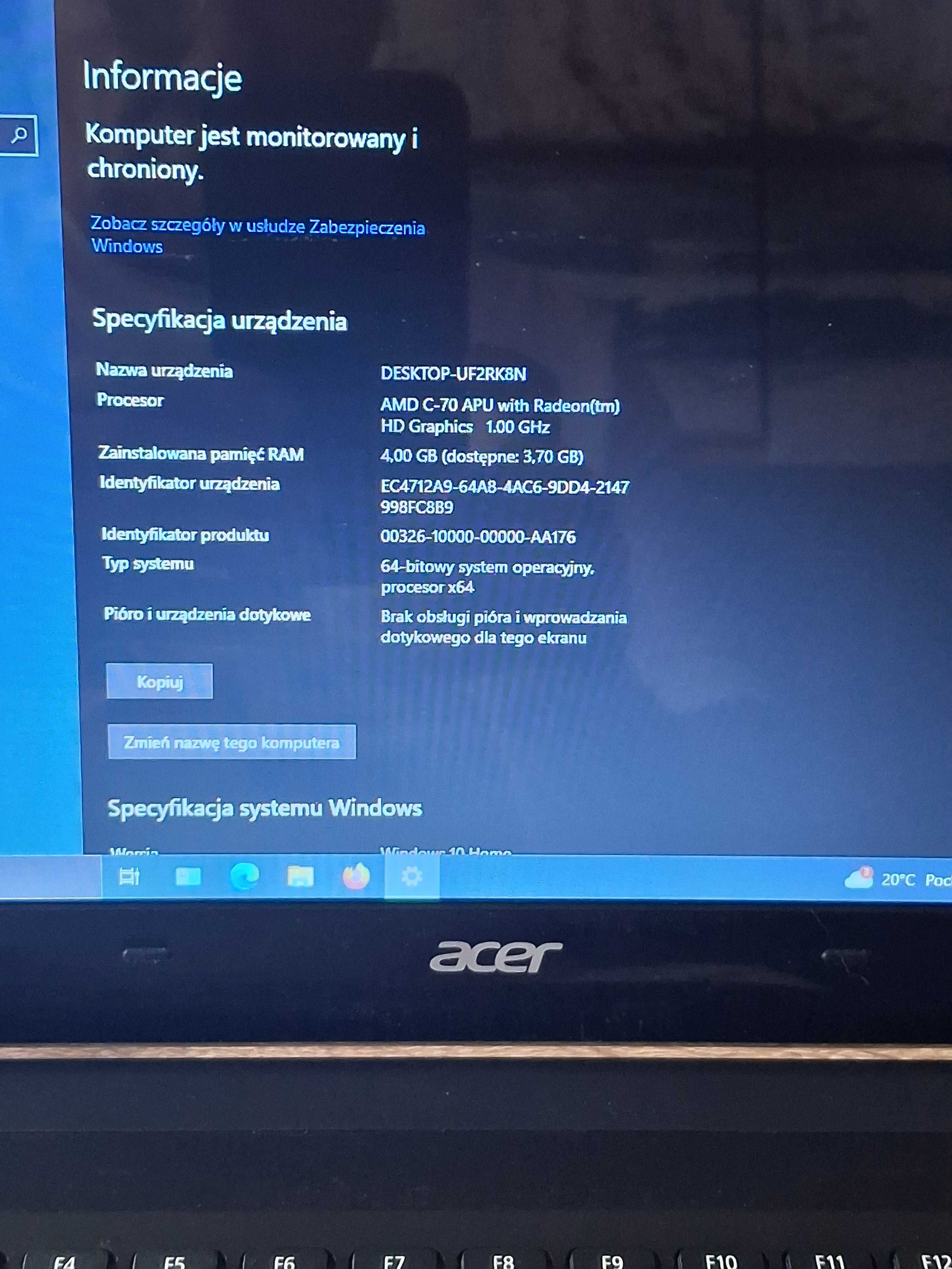 Acer One / Win 10 / Prc. 1 GH / 4 GB Ram
