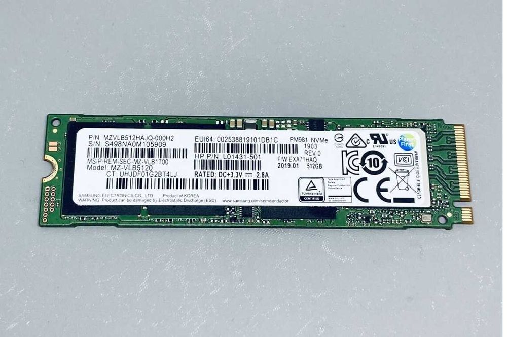 SSD 512GB Samsung PM981a (970 EVO) m.2 NVMe 2280 V-NAND TLC