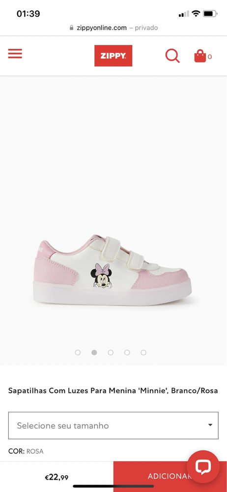 Tenis Minnie novos com luzes tamanho 23