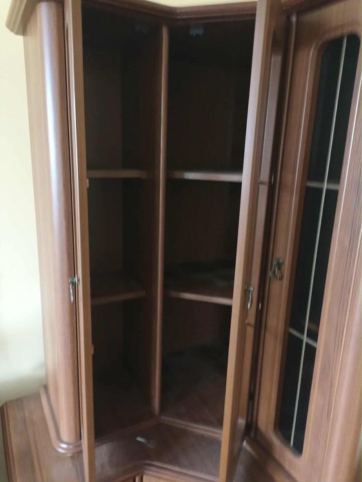 Komplet mebli z drewna Witryna komoda regał słupek z szufladami