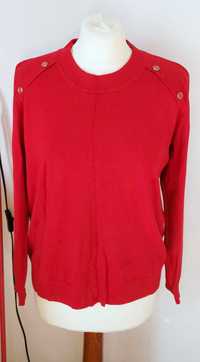 casual - DAMSKI czerwony sweter - wiskoza - L/XL