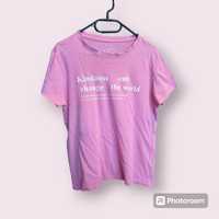 Różowy T-shirt koszulka Primark "Kindness can change the world" z nadr