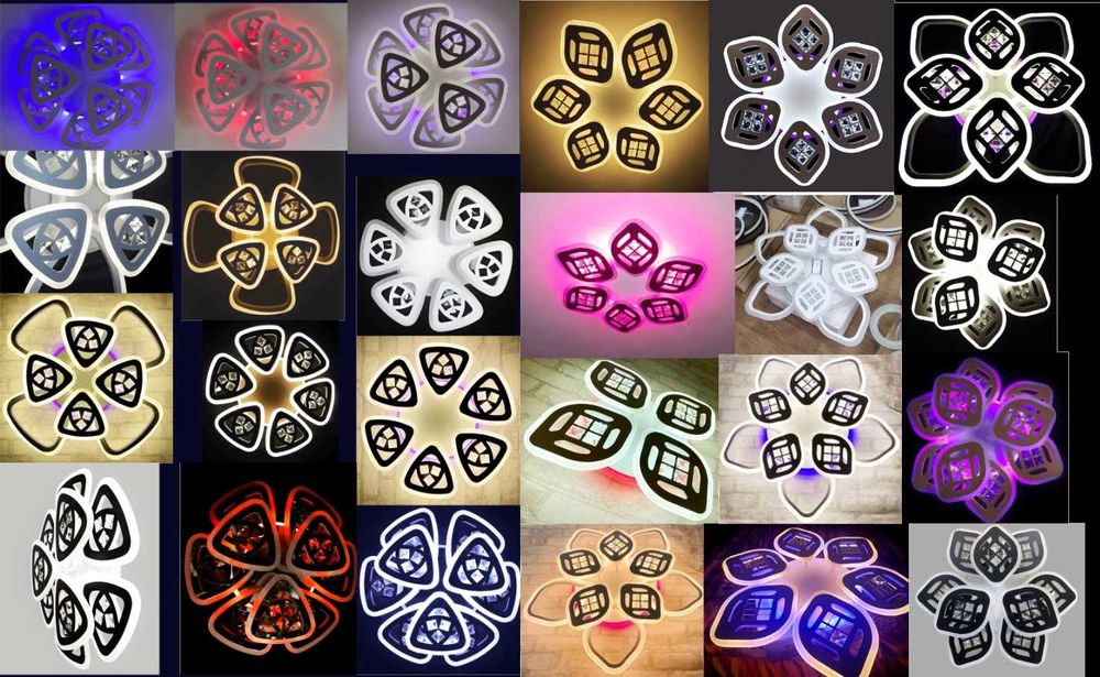 Светодиодная люстра с пультом цветной подсветкой диммер LED RGB ЛС