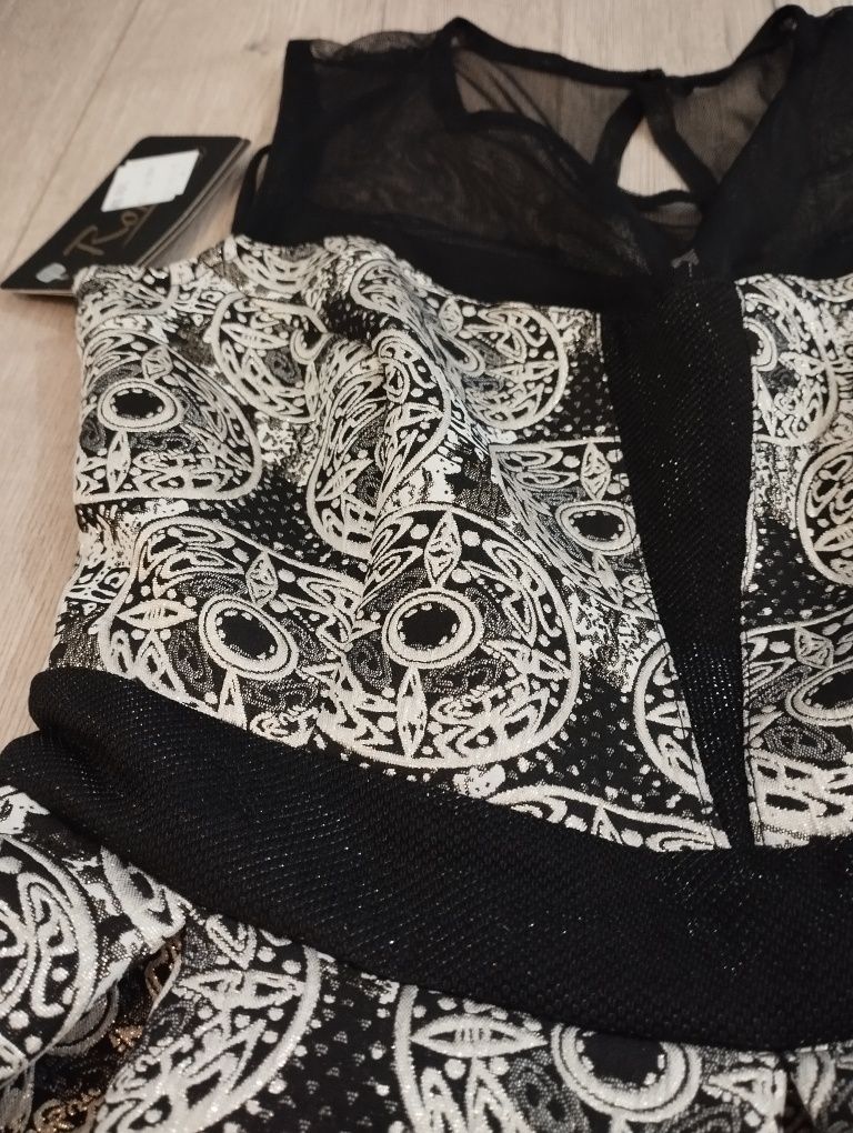 Sylwester sukienka koktajlowa impreza wesele srebrna S 36 M 38