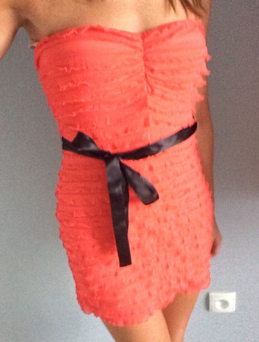 Koralowa letnia sukienka, tunika z falbankami Tally Weijl XS