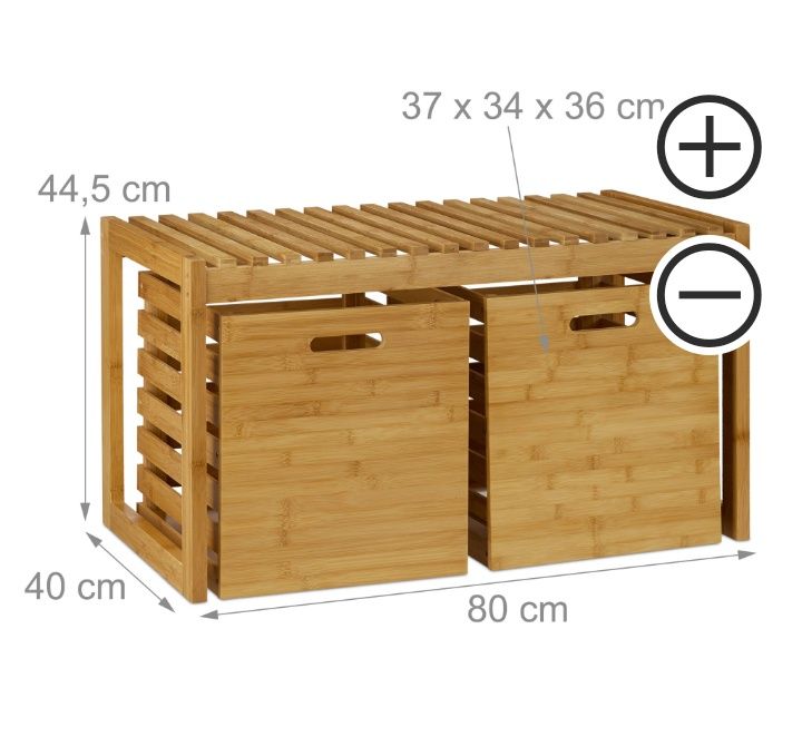 Ławka z siedziskiem+ półki, bambus