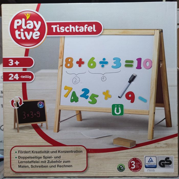 Tablica kredowa magnetyczna suchościeralna dwustronna PLAYTIVE 3+