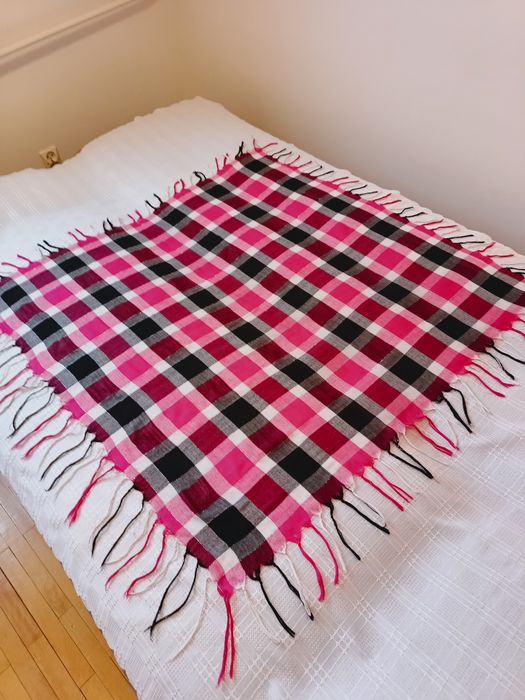 Chustka damska w kratkę ze srebrną nitką, 100cm/100cm