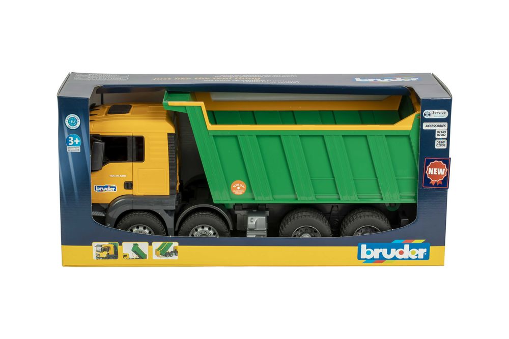 Машинка Bruder самоскид MAN TGS жовто-зелений (03766)