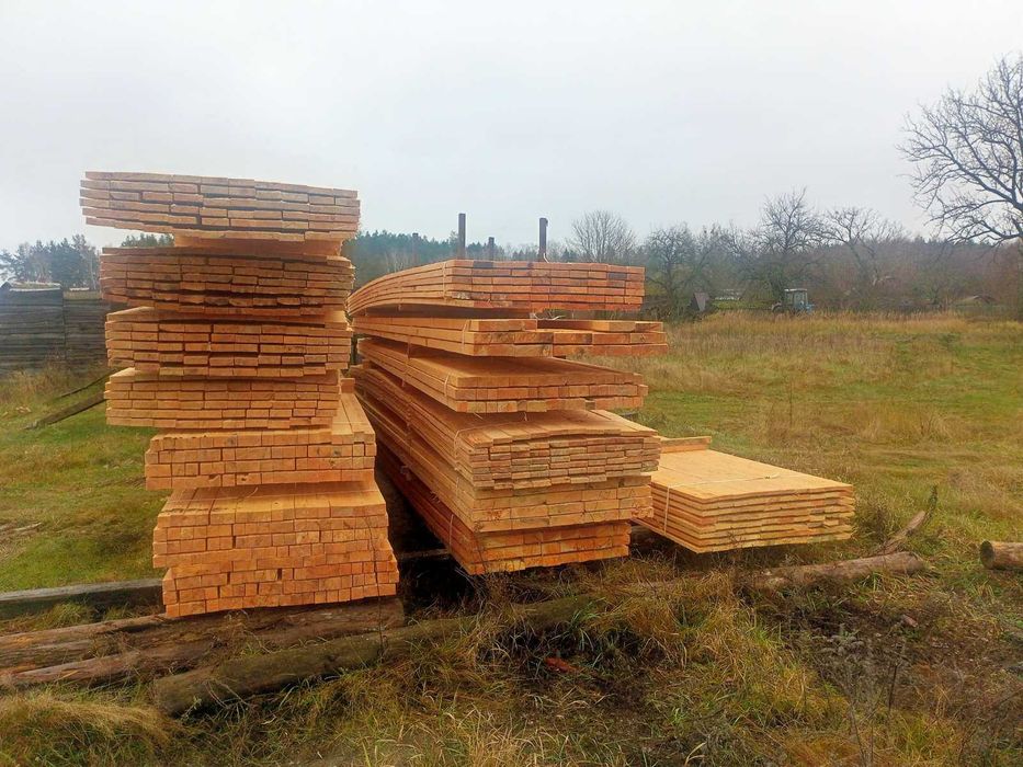 Будівельна деревина: дошка, кроква, балка, брус (сосна 4м-6м) ОПТ