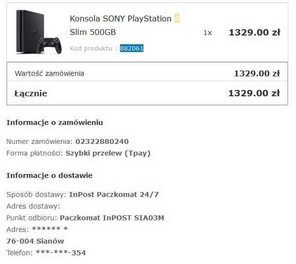 Konsola Sony PlayStation 4 slim 500 GB czarna PROMOCJA !!!