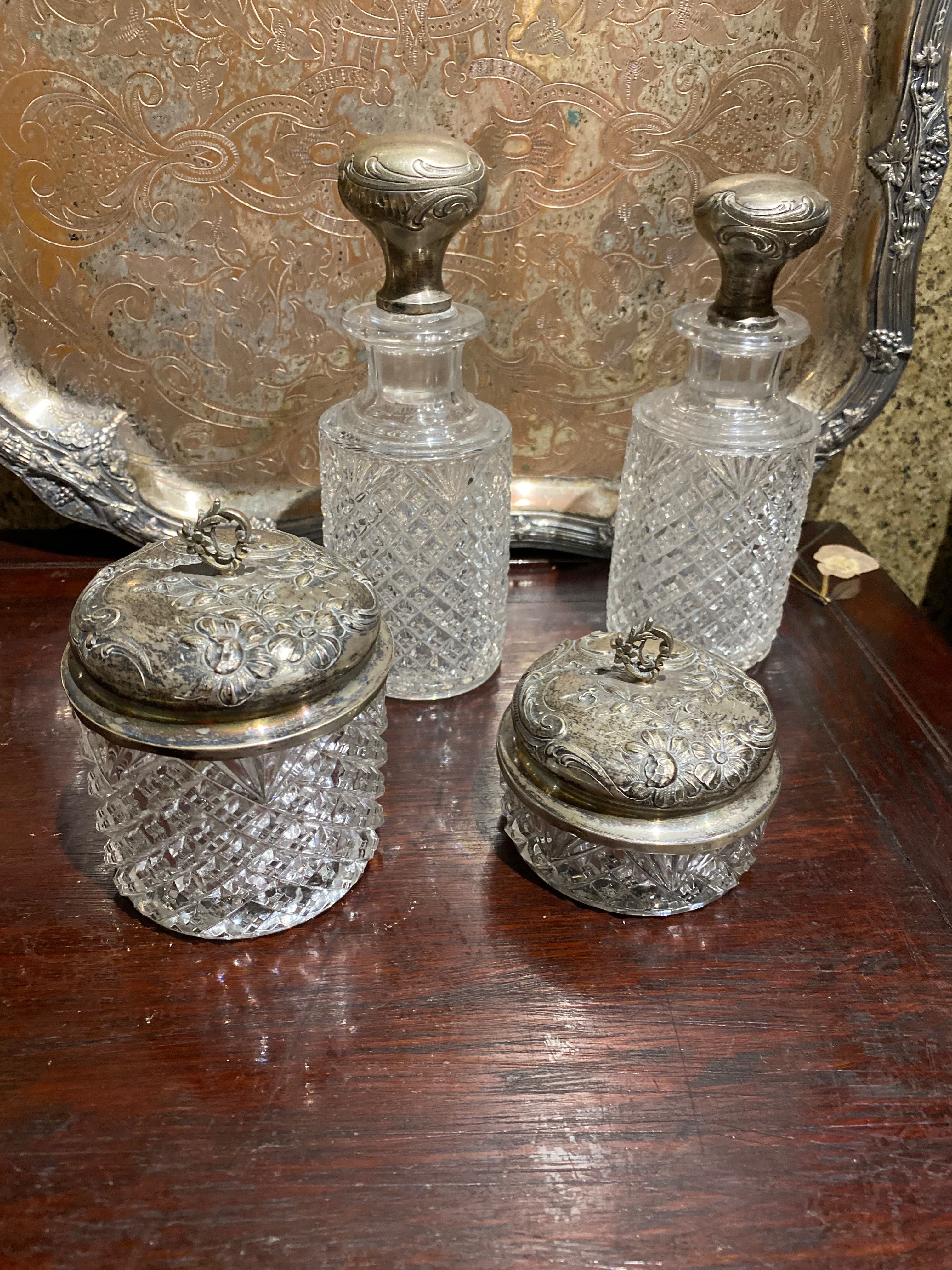 Caixas de Cristal Val saint Lambert Tampas prata Javali 11 cm