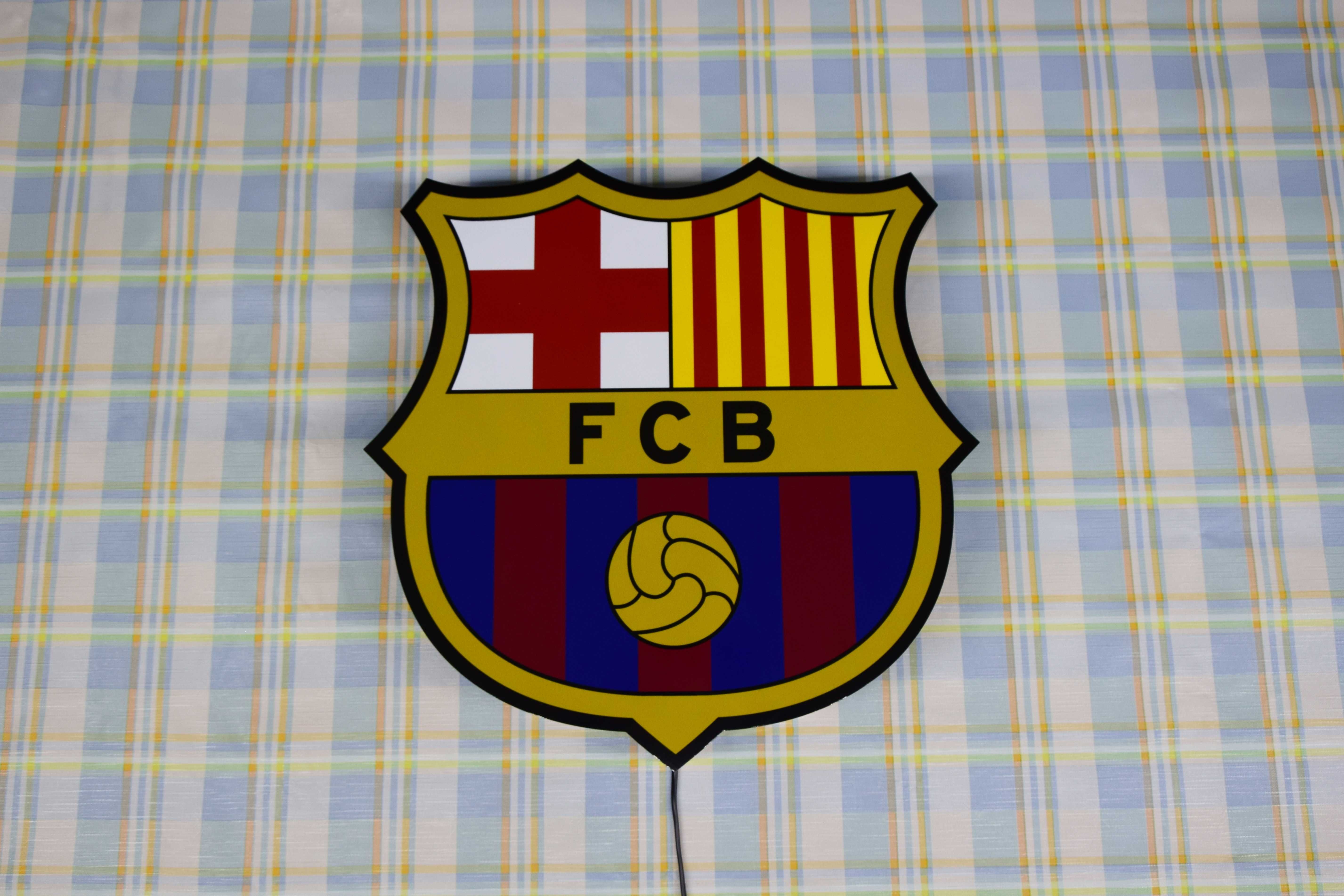 Podświetlane Logo FC Barcelona, LED Neon FCB, Herb 3D, Plafon, Prezent