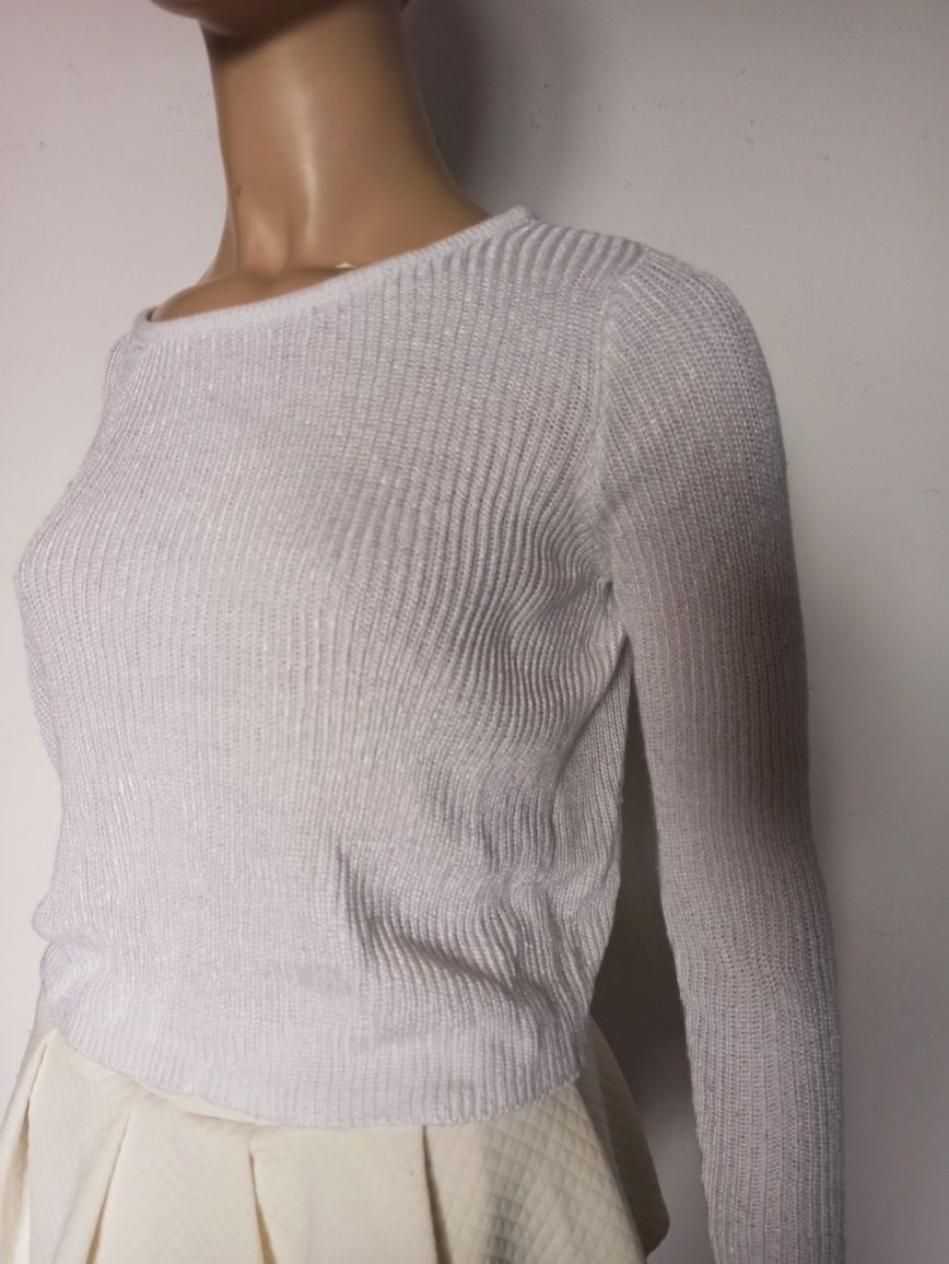 Sg Sweter damski 34 , XS H&M biały sweterek 34 , XS topcrop