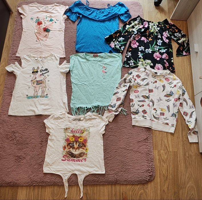 Super zestaw 7 bluzek dla dziewczynki bawełniane firmowe roz. 152/158