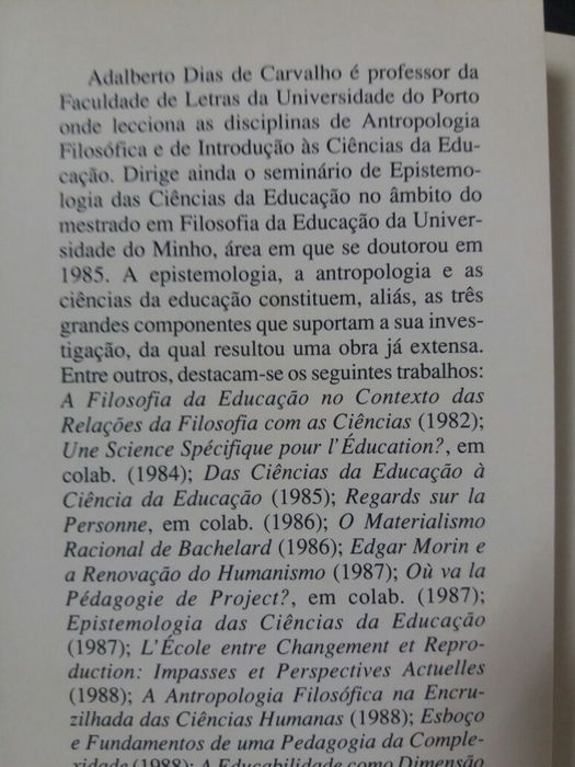 Livro: A Educação como Projecto Antropológico
