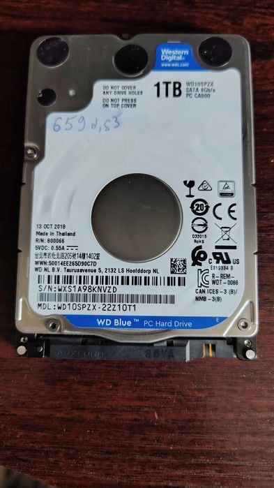 Жорсткий диск Western Digital BLUE WD10SPZX 1Tb